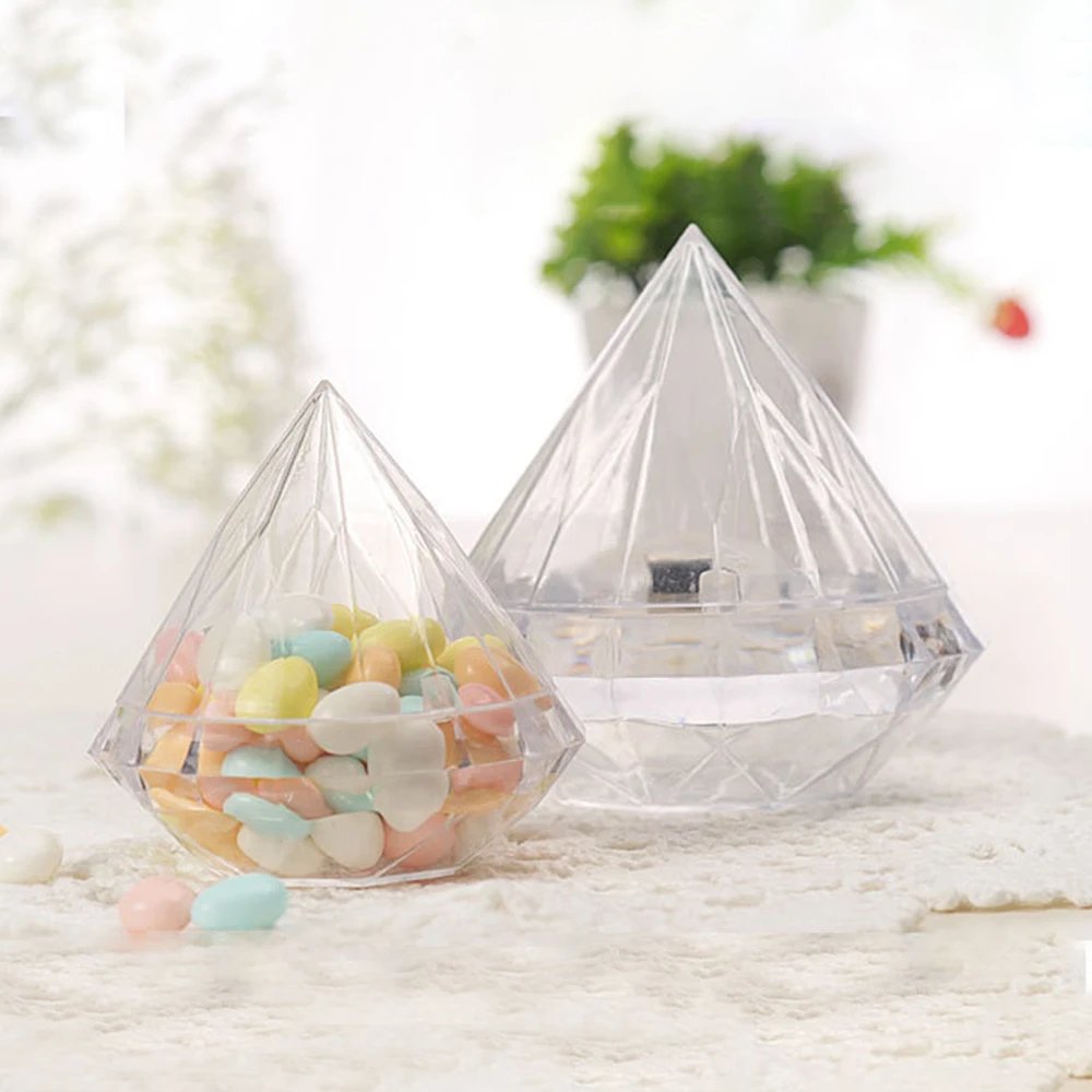 Xmas Food Storage Containers - 12 ピース/セットダイヤモンド形状キャンディボックス食品グレード透明プラスチックキャンディ容器ハロウィン子供食品収納フラワーボックス