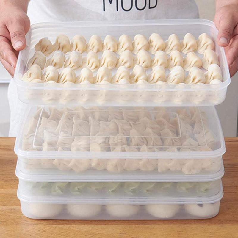 Food Storage Heat - 透明なキッチン収納ボックス 冷蔵庫オーガナイザー 食品グレードのプラスチック容器 トレイ 果物、野菜、肉、餃子用 C