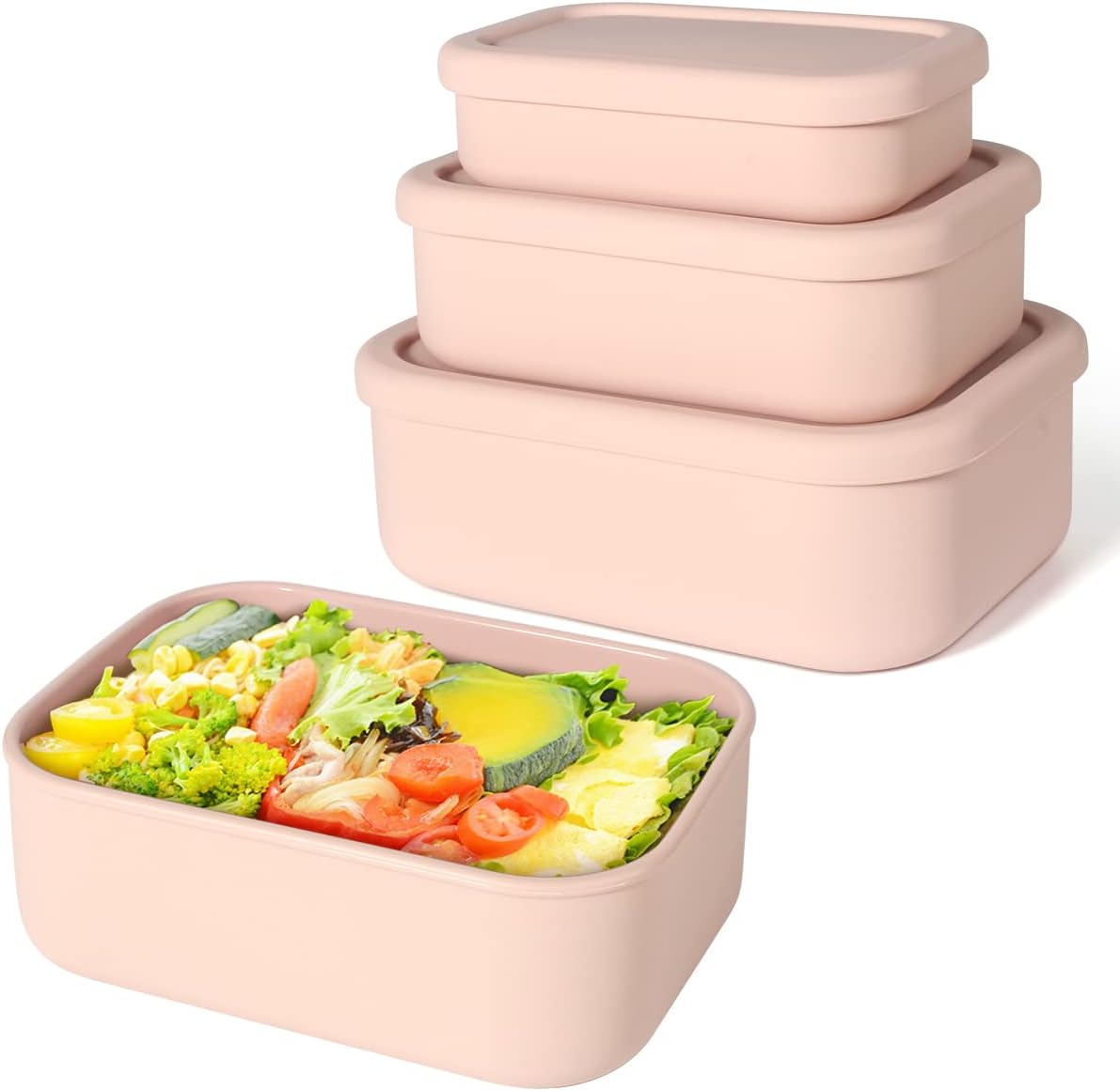 Food Storage Tupperware - シリコン弁当箱ランチコンテナ、YONGHAO漏れ防止ランチコンテナ、BPAフリー、食器洗い機対応