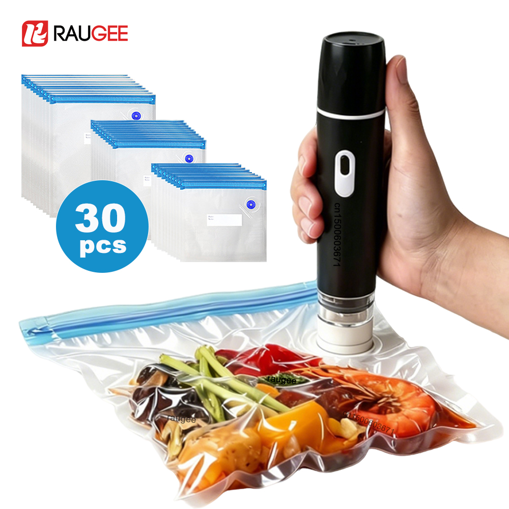 Food Storage Vacuum Pump - 電動真空シーラーポンプ 充電式エアポンプ 自動シーリングマシン 再利用可能な真空シーラーバッグ付き 食品包装袋