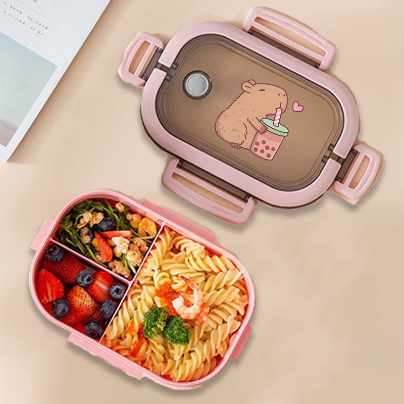 Food Storage Heat - カピバラ弁当箱アニメ動物プリント食品保存容器子供学校ピクニック弁当箱男の子女の子オフィスディナーケース