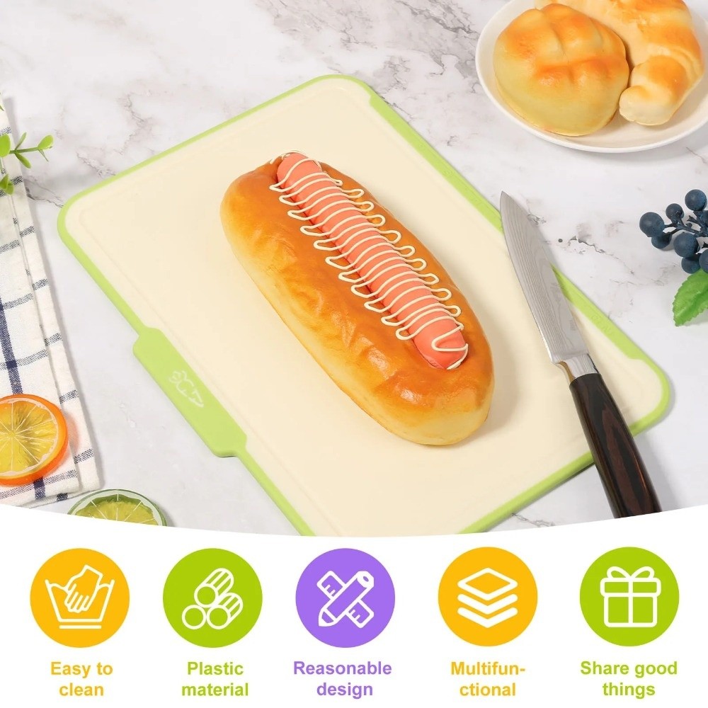 Food Storage And Preparation - 多目的滑り止め加工のプラスチック製正方形まな板、収納スタンド付き、カッティングプレートマット、食品調理用