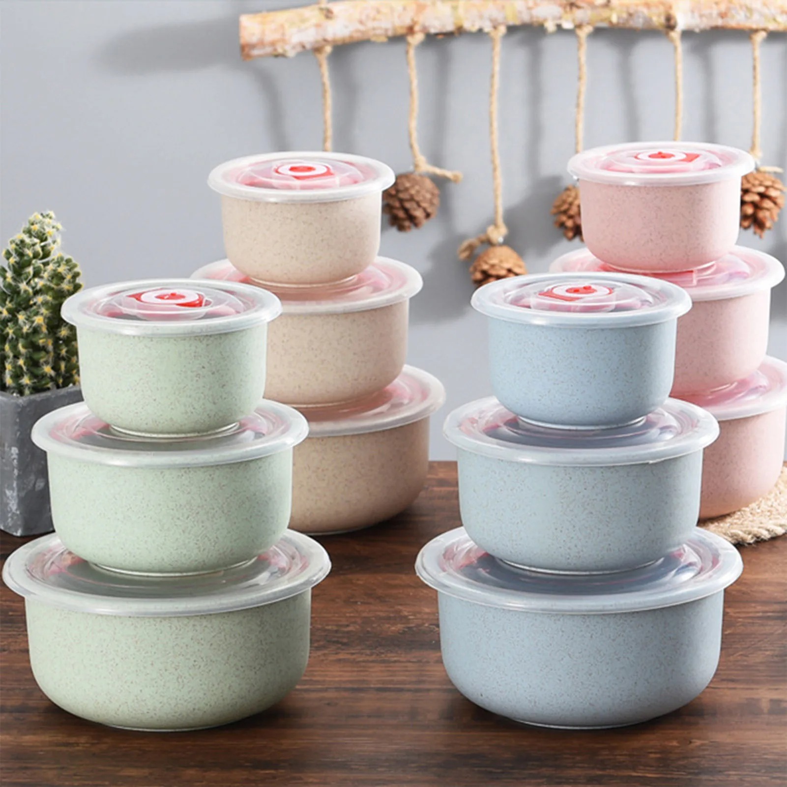 Food Storage And Preparation - 食品保存容器3個、蓋付きランチボックス、調理用電子レンジ対応保存容器、食事の準備、日常使用。