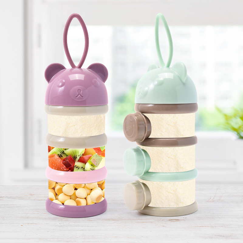 Food Storage 1 Year - 3/4 層ベアベビーミルクパウダーコンテナポータブル独立サイドオープニング幼児スナック収納ボックス旅行用給餌容器