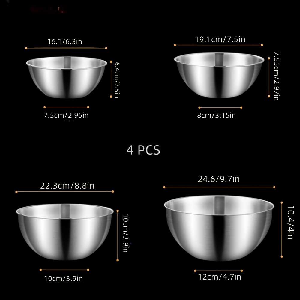 4ピースセット ステンレス製サラダボウル 目盛り付き キッチ - Food Storage And Preparation のレビューと価格
