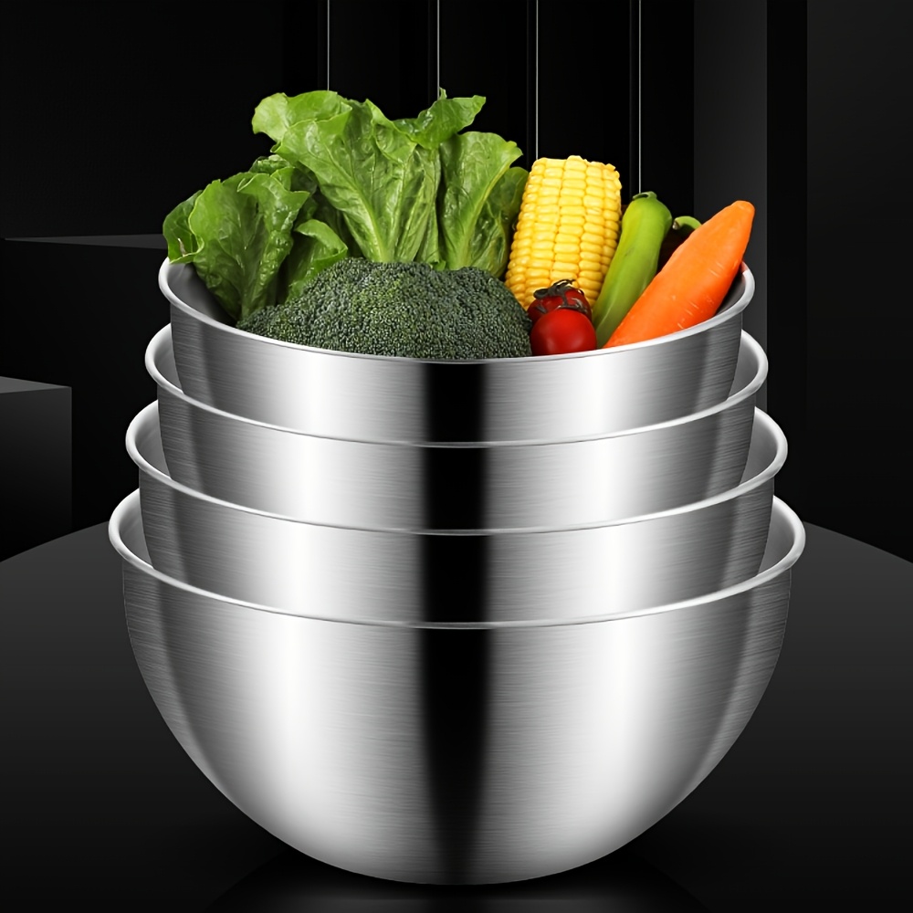 4ピースセット ステンレス製サラダボウル 目盛り付き キッチ - Food Storage And Preparation のレビューと価格
