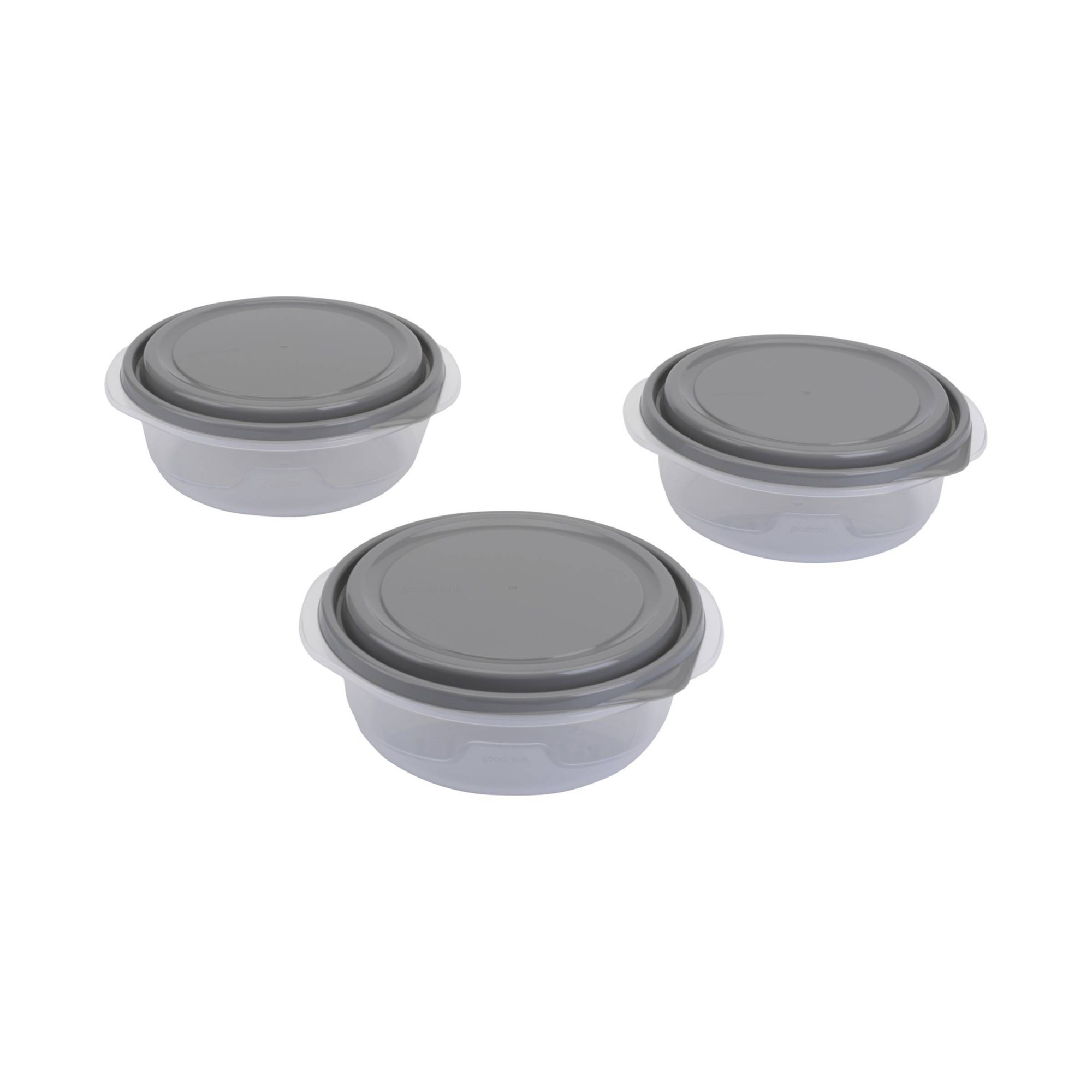 6個入り丸型5カップ食品保存容器（蓋付き）、グレーのプラスチ - Food Storage Heat のレビューと価格