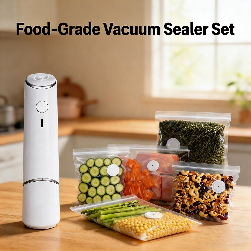 30 個の再利用可能な真空バッグ + 1 つのコンパクト真空 - Food Storage Vacuum Bags のレビューと価格