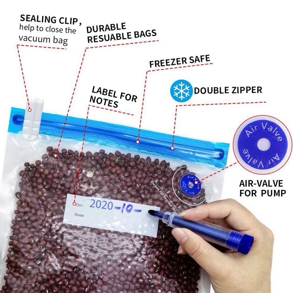 HIWS真空調理バッグ20枚セット 再利用可能な電動真空食品 - Food Storage Vacuum Pump のレビューと価格