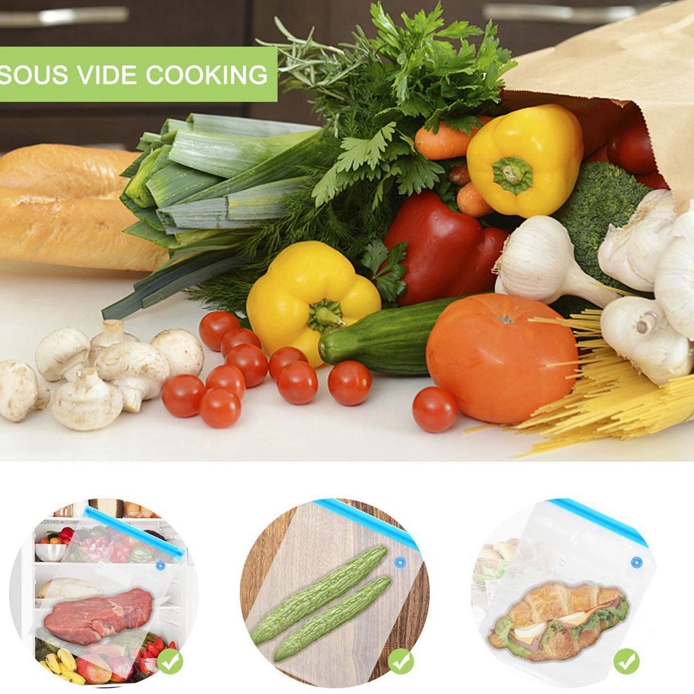 HIWS真空調理バッグ20枚セット 再利用可能な電動真空食品 - Food Storage Vacuum Pump のレビューと価格