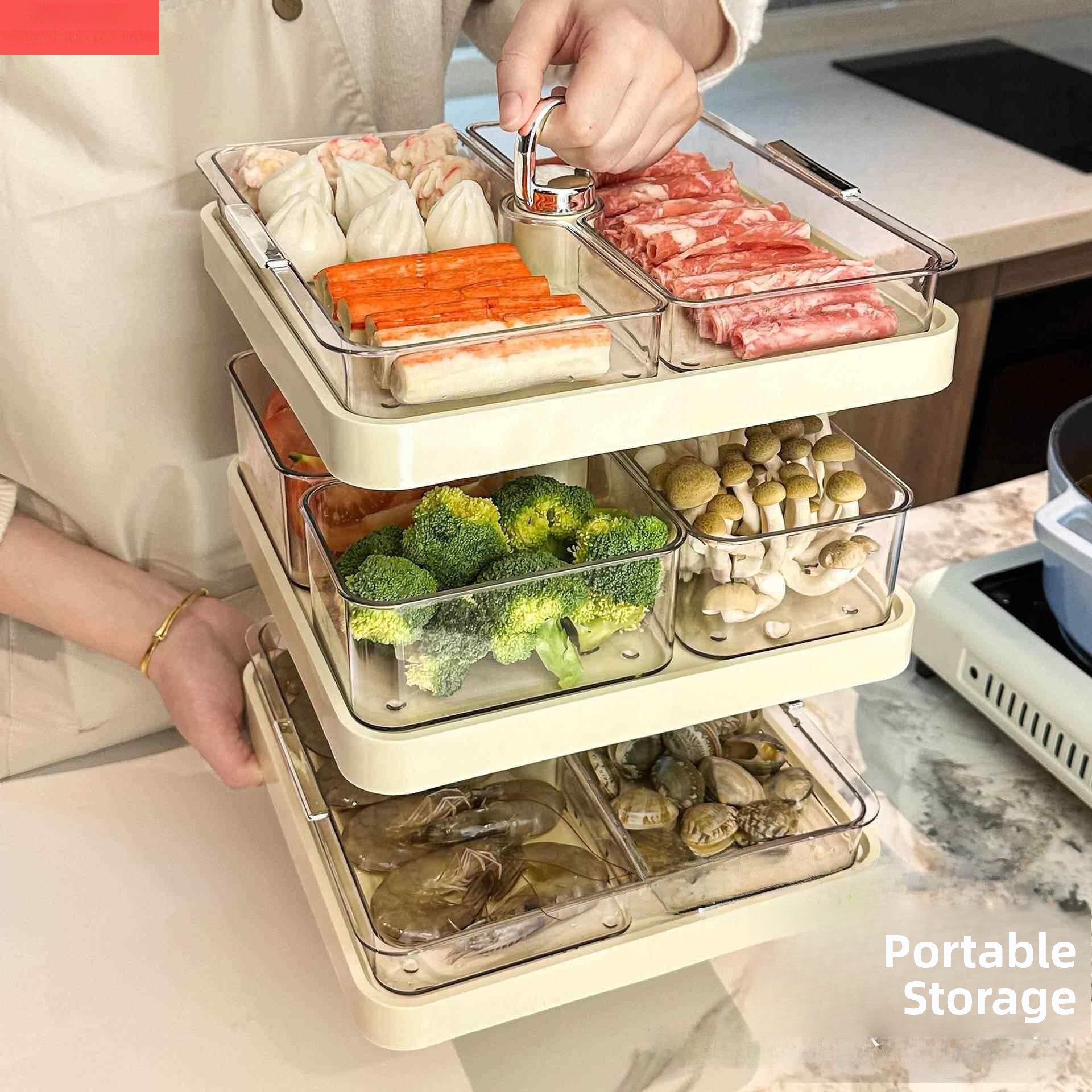 多機能回転式グリルラック、鍋料理用、家庭用キッチン収納、アル - Food Storage And Preparation のレビューと価格