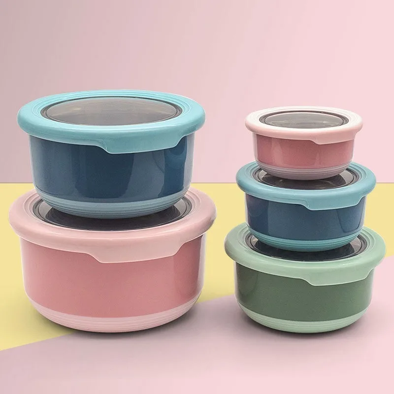 ふた付きステンレス製クリスパーラウンド、学生お粥ボウル、サラ - Food Storage Tupperware のレビューと価格
