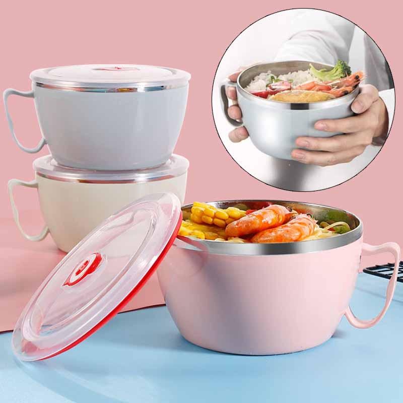 ポータブルステンレス鋼蓋付きインスタントラーメンボウル二重断 - Food Storage Tupperware のレビューと価格