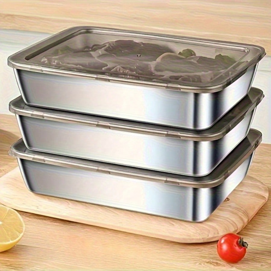 6個セット（3つの容器＋3つの蓋）ステンレス製食品保存容器セ - Food Storage Kitchen Container Set のレビューと価格