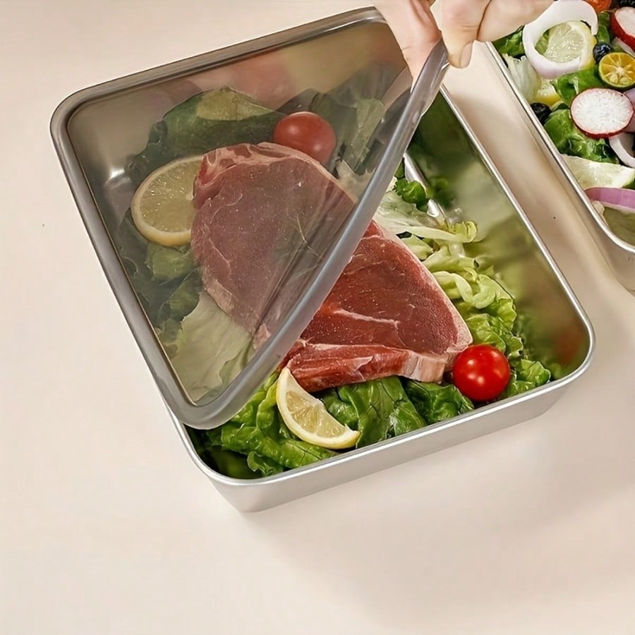 6個セット（3つの容器＋3つの蓋）ステンレス製食品保存容器セ - Food Storage Kitchen Container Set のレビューと価格