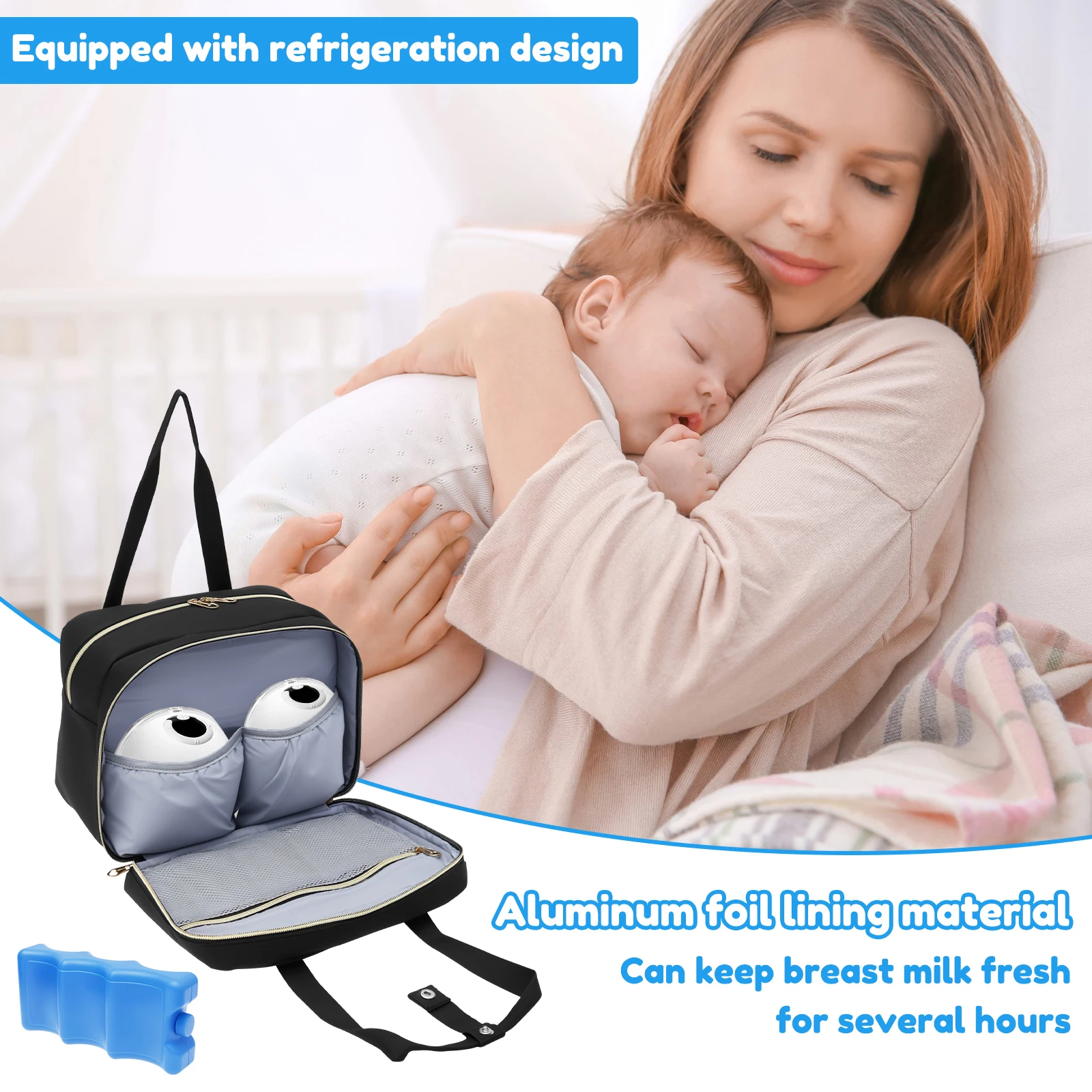 搾乳器収納バッグ、保冷剤と防水マット付き、ポータブル母乳クー - Food Storage 1 Year のレビューと価格
