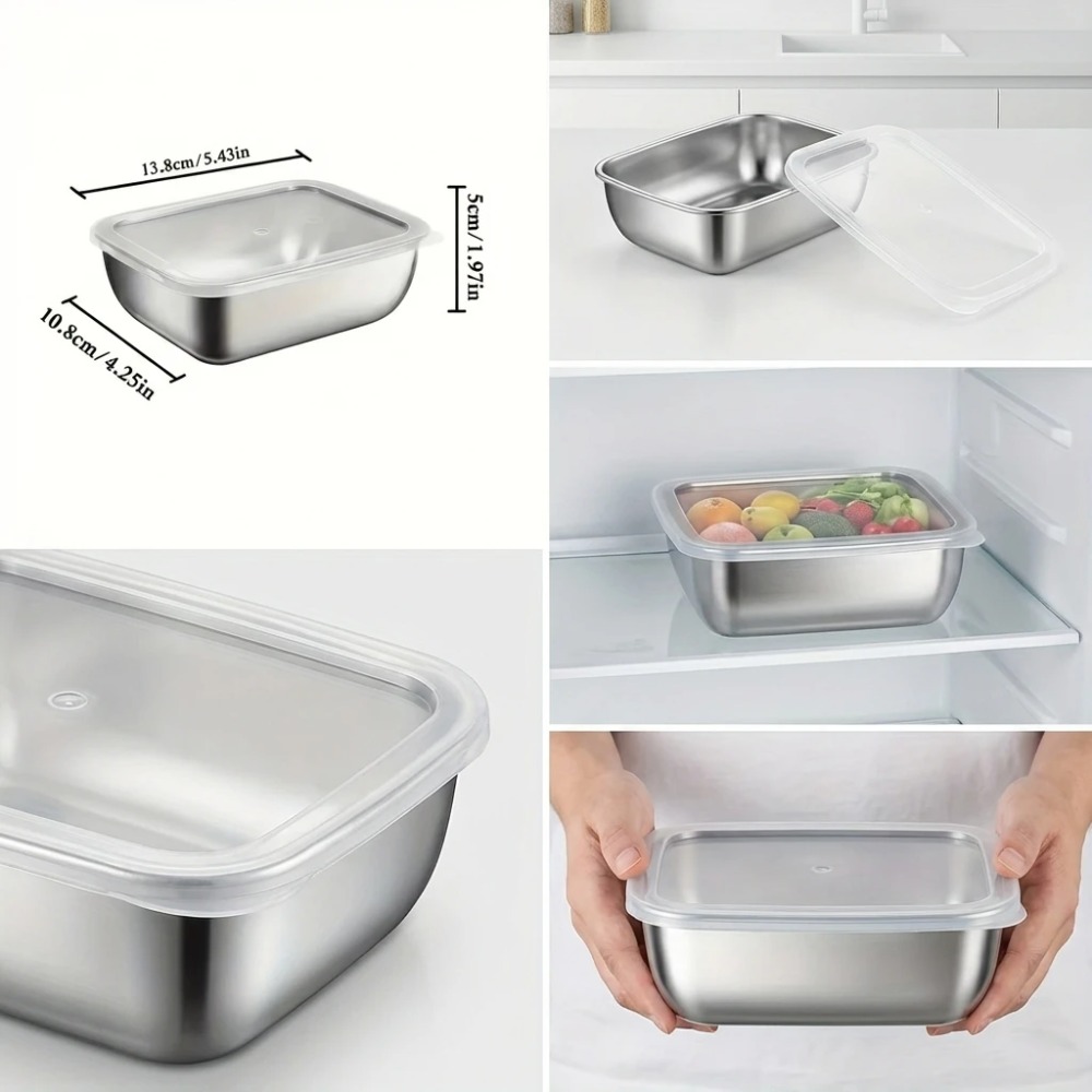 6個入りステンレス製食品保存容器漏れ防止6個入りステンレス製 - Food Storage Kitchen Container Set のレビューと価格