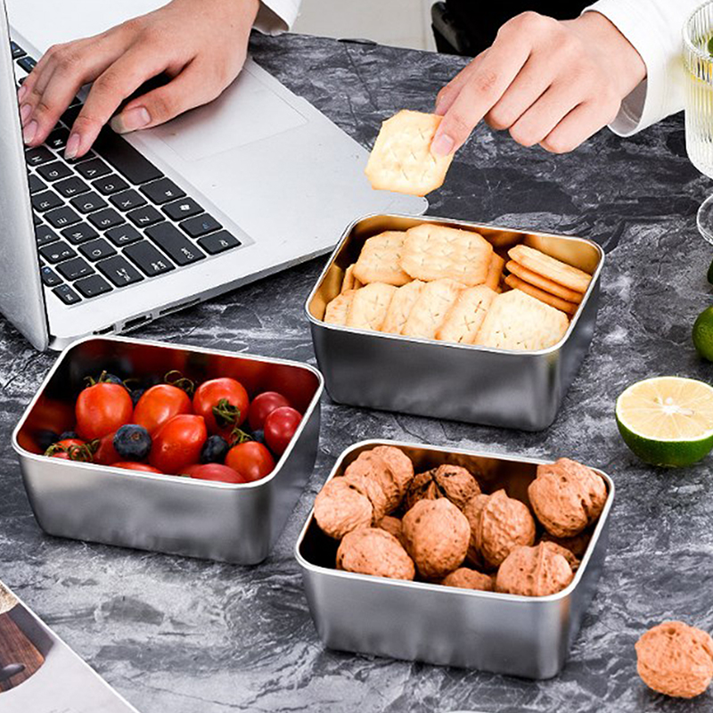 1pc ステンレス鋼冷蔵庫食品保存ボックスプラスチック蓋付き - Food Storage And Preparation のレビューと価格