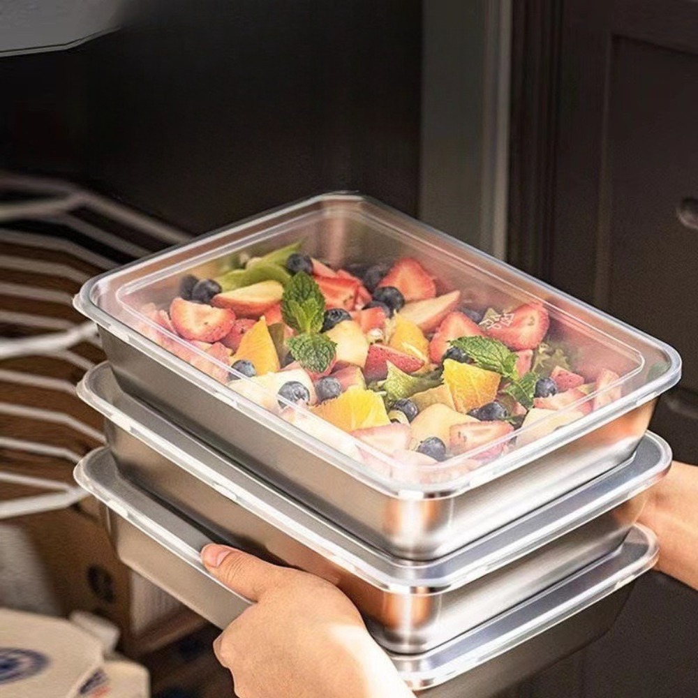 食品グレードのステンレス製サービングトレイ（蓋付き）、多目的 - Food Storage Heat のレビューと価格