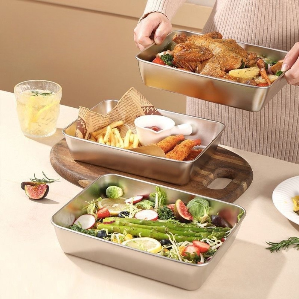 食品グレードのステンレス製サービングトレイ（蓋付き）、多目的 - Food Storage Heat のレビューと価格