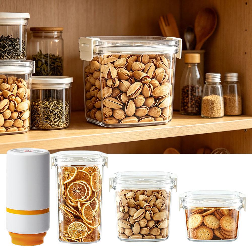 電動真空密封容器 460～1300ml、コーヒー豆、シリアル - Food Storage Kitchen Container Set のレビューと価格