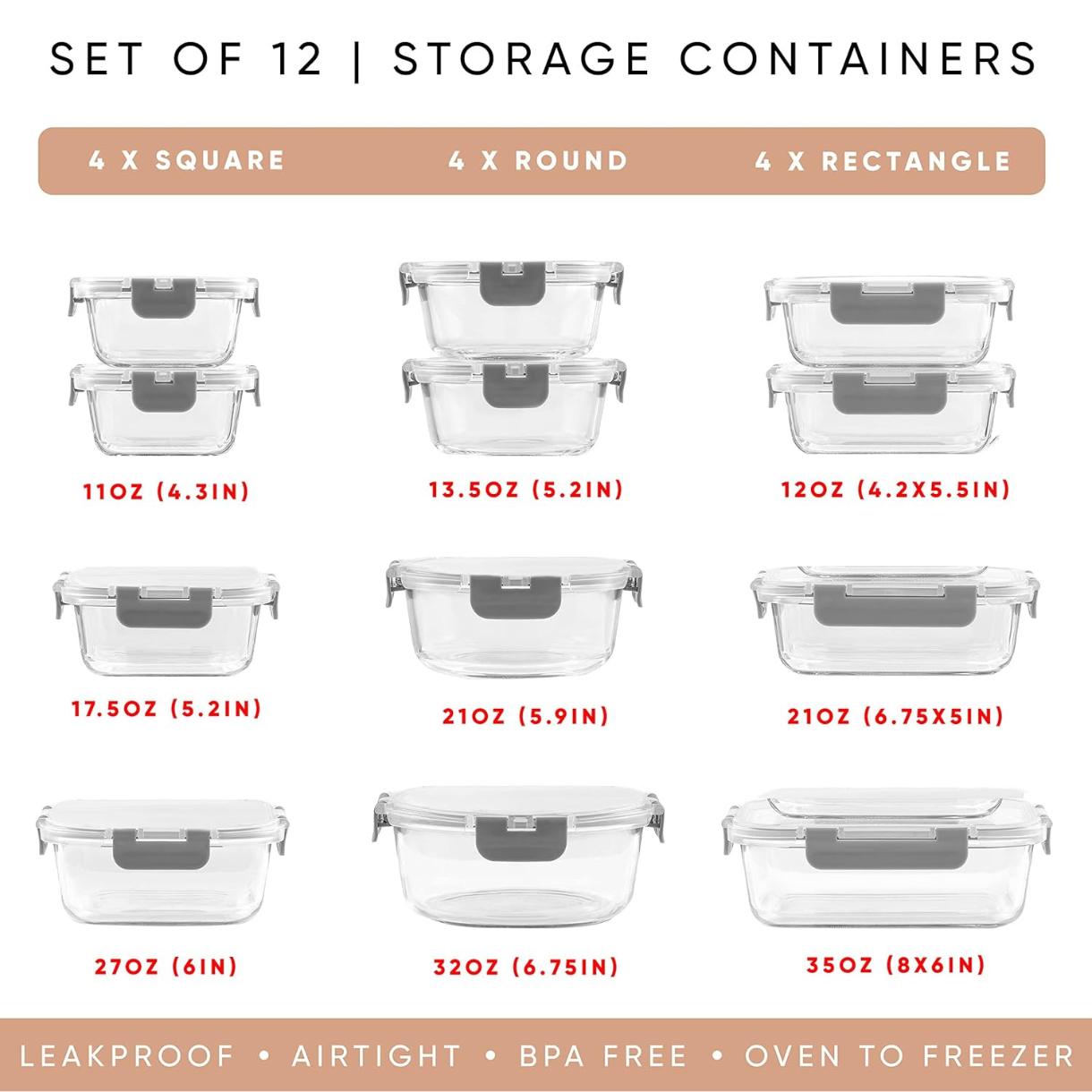 蓋付き24個入りホウケイ酸ガラス保存容器 |   パントリー - Food Storage Tupperware のレビューと価格