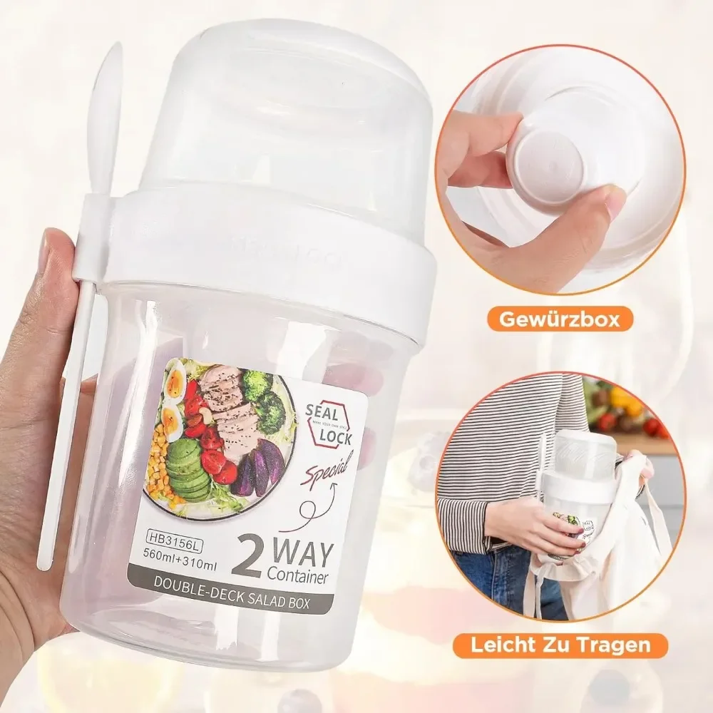 サラダカップ 朝食カップ ポータブル食品保存弁当箱 オートミ - Food Storage Kitchen Container Set のレビューと価格