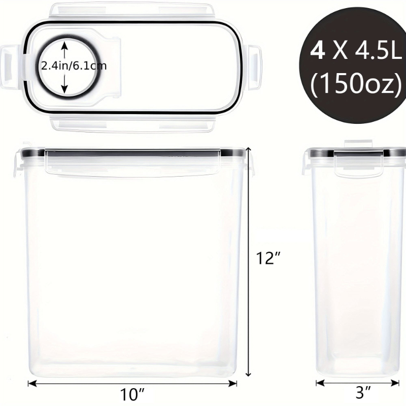 4個セット 密閉シリアル・乾燥食品保存容器 キッチンパントリ - Food Storage Kitchen Container Set のレビューと価格