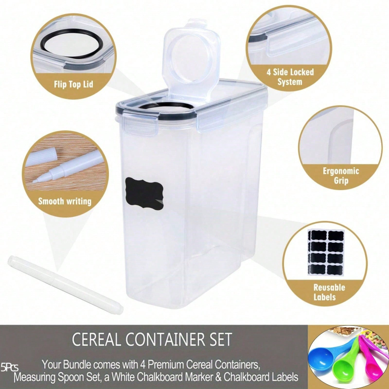 4個セット 密閉シリアル・乾燥食品保存容器 キッチンパントリ - Food Storage Kitchen Container Set のレビューと価格