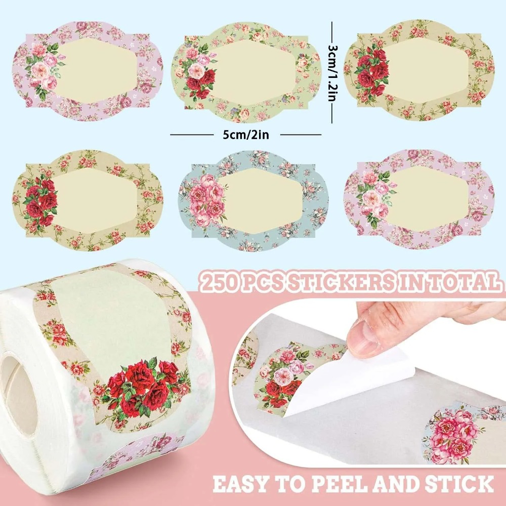 250枚 花柄ネームラベル キッチン用 無地 手書き日付シー - Food Storage Name のレビューと価格