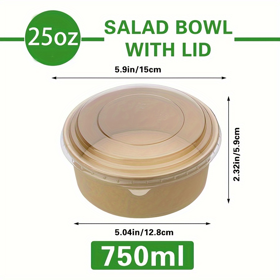 25オンス/750ml 25/50個入り 蓋付き紙ボウル、使 - Food Storage Heat のレビューと価格