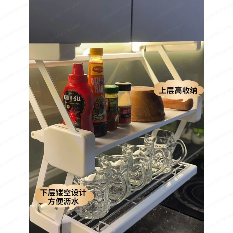 キッチン食品収納ラック 折りたたみ式 ダブルレイヤー 食材準 - Food Storage And Preparation のレビューと価格