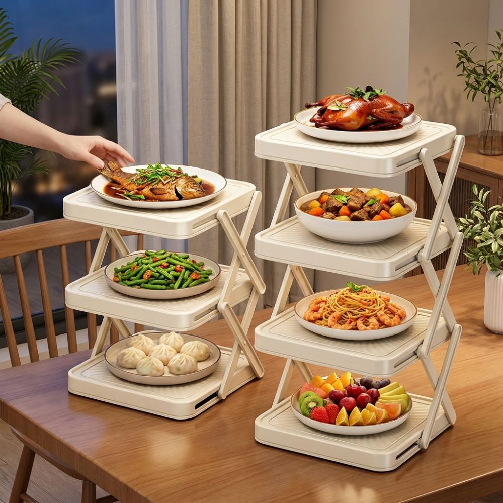 3/4段式プレップディッシュ収納ラック省スペース折りたたみ式 - Food Storage And Preparation のレビューと価格